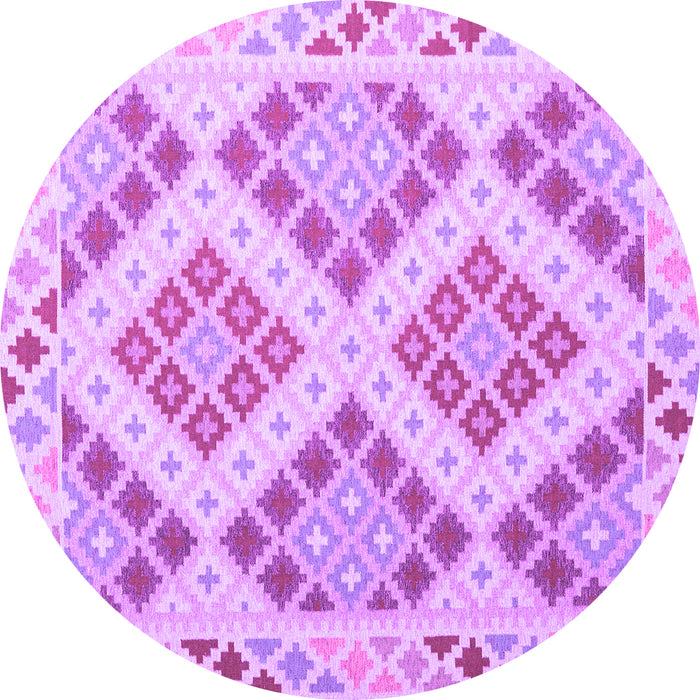 Round Machine Washable Southwestern Purple Country Area Rugs, wshcon1832pur