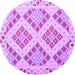 Round Machine Washable Southwestern Purple Country Area Rugs, wshcon1832pur