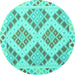 Round Southwestern Turquoise Country Rug, con1832turq