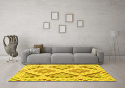Machine Washable Southwestern Yellow Country Rug in a Living Room, wshcon1832yw