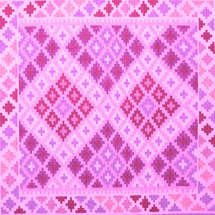 Square Machine Washable Southwestern Pink Country Rug, wshcon1832pnk