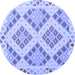 Round Southwestern Blue Country Rug, con1832blu