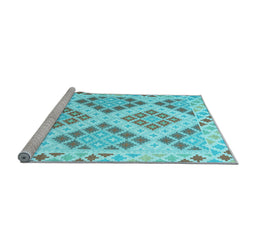 Sideview of Machine Washable Southwestern Light Blue Country Rug, wshcon1832lblu