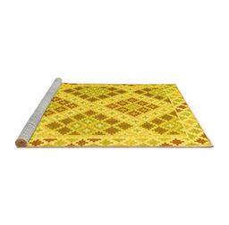Sideview of Machine Washable Southwestern Yellow Country Rug, wshcon1832yw