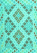 Machine Washable Southwestern Turquoise Country Area Rugs, wshcon1832turq