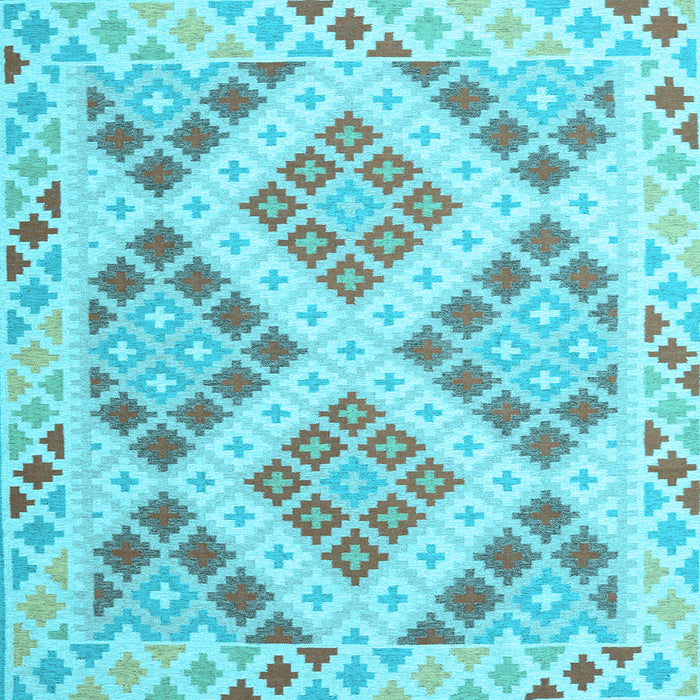 Square Machine Washable Southwestern Light Blue Country Rug, wshcon1832lblu