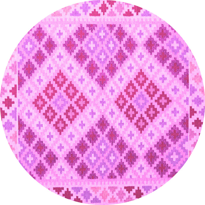 Round Machine Washable Southwestern Pink Country Rug, wshcon1832pnk
