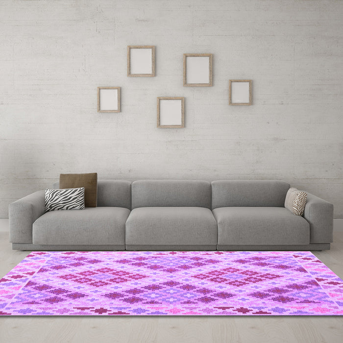 Machine Washable Southwestern Purple Country Area Rugs in a Living Room, wshcon1832pur