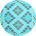 Round Southwestern Light Blue Country Rug, con1832lblu