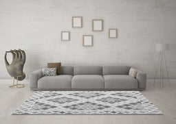 Machine Washable Southwestern Gray Country Rug in a Living Room,, wshcon1832gry