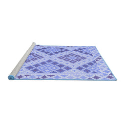 Sideview of Machine Washable Southwestern Blue Country Rug, wshcon1832blu