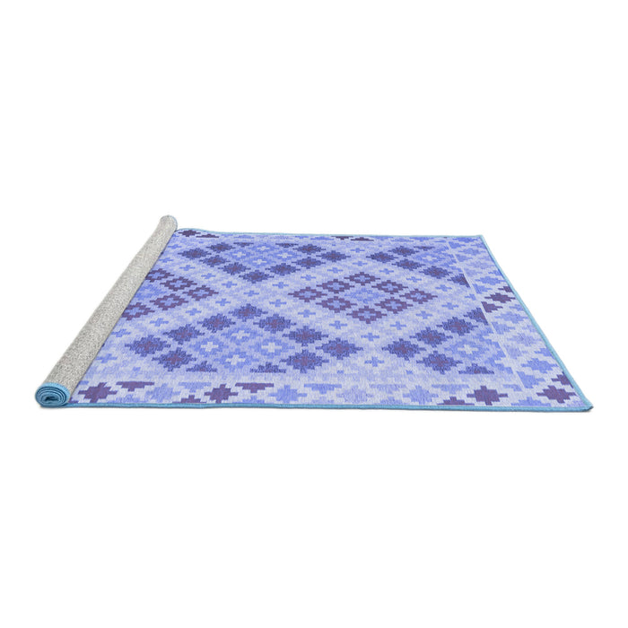 Sideview of Machine Washable Southwestern Blue Country Rug, wshcon1832blu