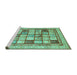 Sideview of Machine Washable Abstract Turquoise Contemporary Area Rugs, wshcon1833turq