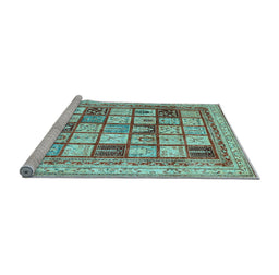 Sideview of Machine Washable Abstract Light Blue Contemporary Rug, wshcon1833lblu