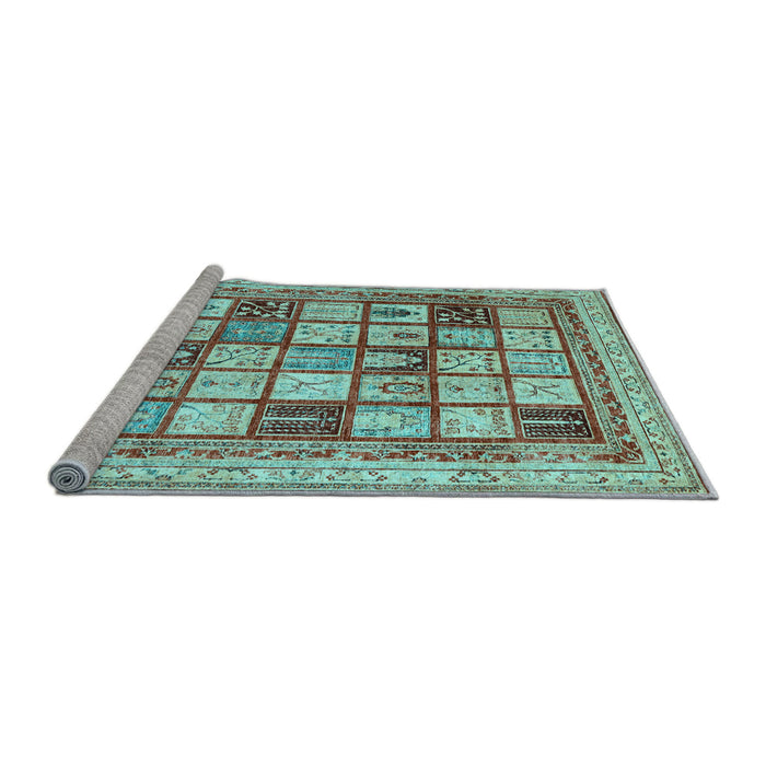 Sideview of Machine Washable Abstract Light Blue Contemporary Rug, wshcon1833lblu