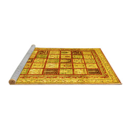Sideview of Machine Washable Abstract Yellow Contemporary Rug, wshcon1833yw