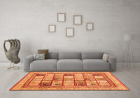 Machine Washable Abstract Orange Contemporary Rug, wshcon1833org