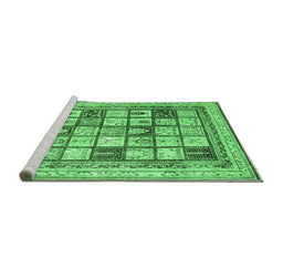 Sideview of Machine Washable Abstract Emerald Green Contemporary Area Rugs, wshcon1833emgrn
