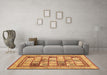 Machine Washable Abstract Brown Contemporary Rug in a Living Room,, wshcon1833brn