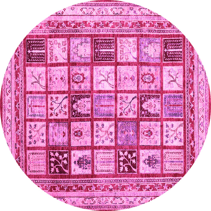 Round Abstract Pink Contemporary Rug, con1833pnk