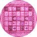 Round Abstract Pink Contemporary Rug, con1833pnk