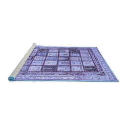 Sideview of Machine Washable Abstract Blue Contemporary Rug, wshcon1833blu