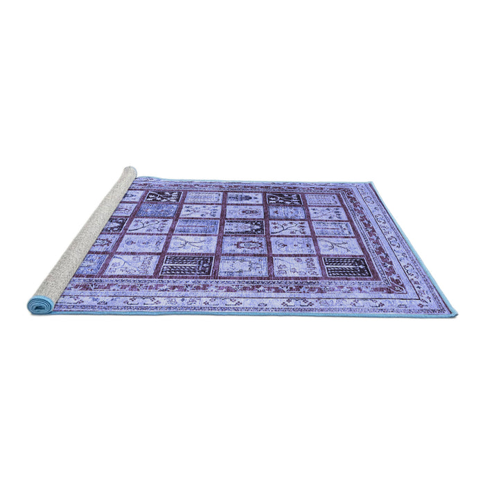 Sideview of Machine Washable Abstract Blue Contemporary Rug, wshcon1833blu
