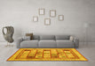 Machine Washable Abstract Yellow Contemporary Rug in a Living Room, wshcon1833yw