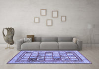 Machine Washable Abstract Blue Contemporary Rug, wshcon1833blu