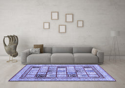 Machine Washable Abstract Blue Contemporary Rug in a Living Room, wshcon1833blu