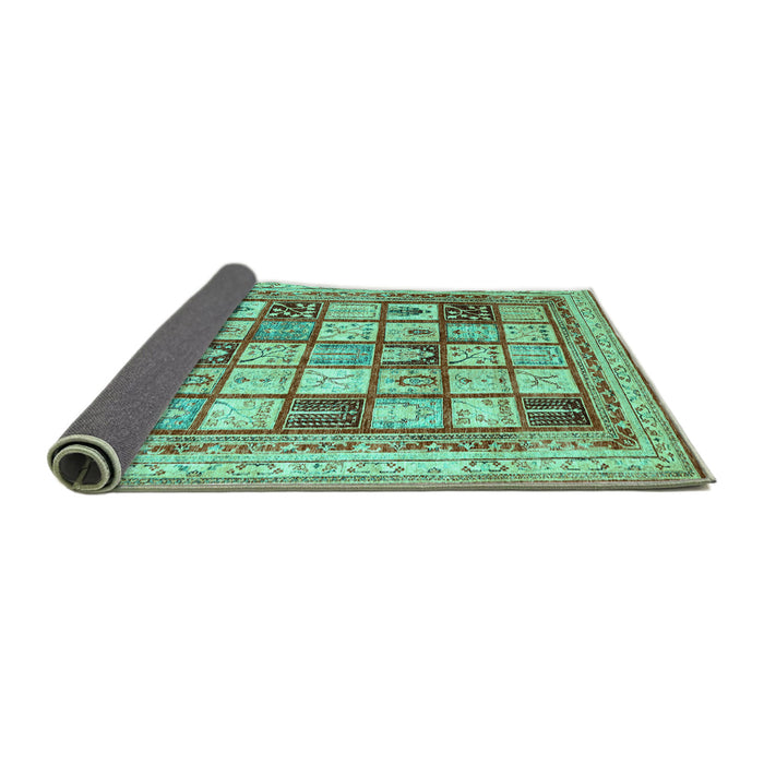 Sideview of Abstract Turquoise Contemporary Rug, con1833turq