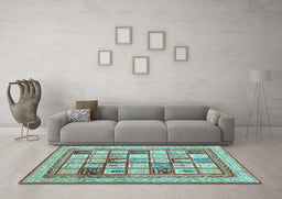 Machine Washable Abstract Light Blue Contemporary Rug in a Living Room, wshcon1833lblu