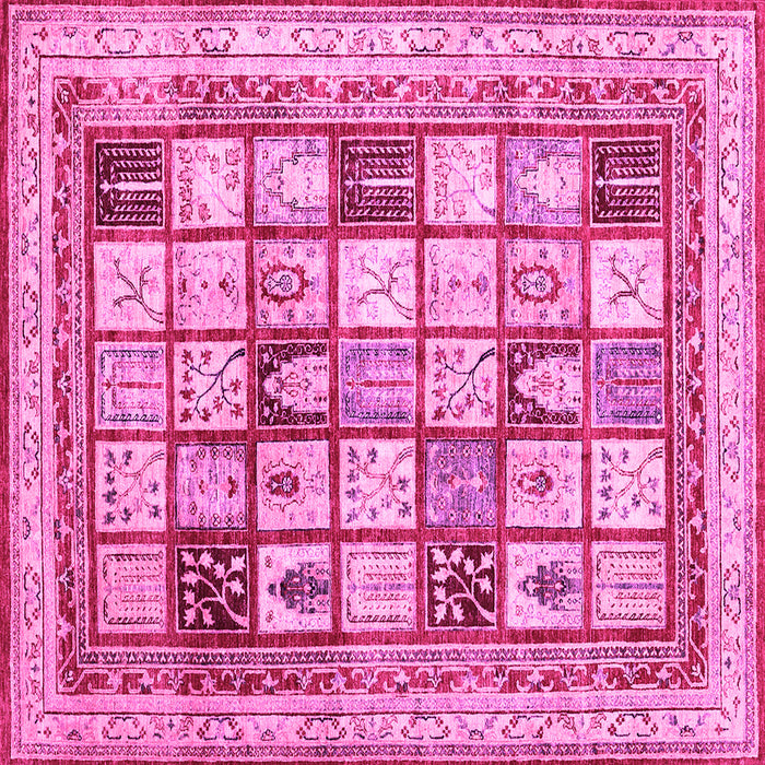 Square Machine Washable Abstract Pink Contemporary Rug, wshcon1833pnk