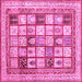 Square Machine Washable Abstract Pink Contemporary Rug, wshcon1833pnk