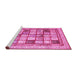 Sideview of Machine Washable Abstract Pink Contemporary Rug, wshcon1833pnk