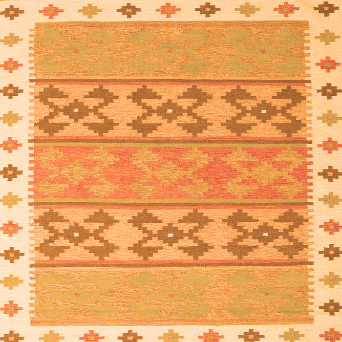 Round Machine Washable Southwestern Orange Country Area Rugs, wshcon1834org