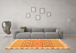 Machine Washable Southwestern Orange Country Area Rugs in a Living Room, wshcon1834org