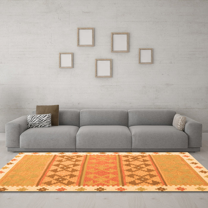 Machine Washable Southwestern Orange Country Area Rugs in a Living Room, wshcon1834org