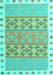 Machine Washable Southwestern Turquoise Country Area Rugs, wshcon1834turq