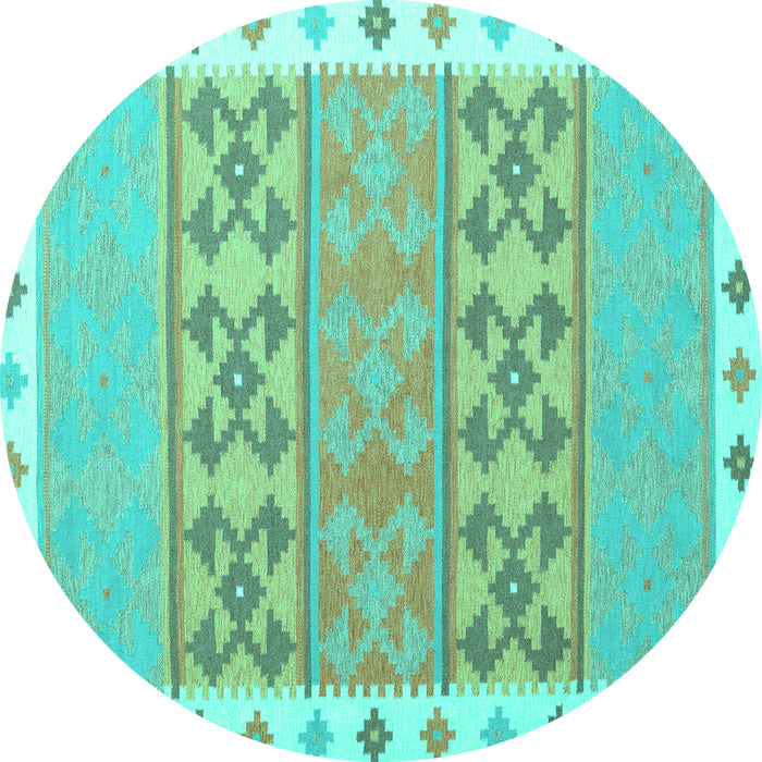 Round Southwestern Turquoise Country Rug, con1834turq
