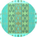 Round Southwestern Turquoise Country Rug, con1834turq