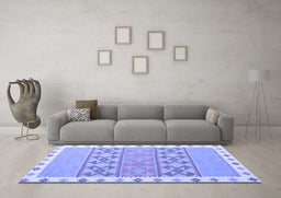 Machine Washable Southwestern Blue Country Rug in a Living Room, wshcon1834blu
