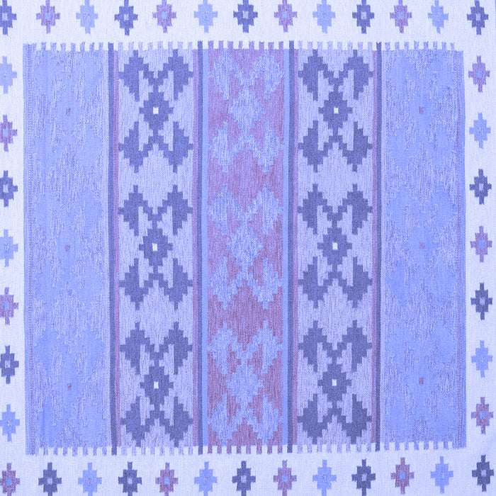 Square Machine Washable Southwestern Blue Country Rug, wshcon1834blu