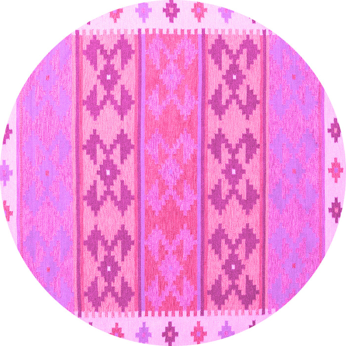 Round Machine Washable Southwestern Pink Country Rug, wshcon1834pnk