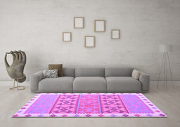 Machine Washable Southwestern Purple Country Area Rugs in a Living Room, wshcon1834pur