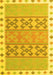 Machine Washable Southwestern Yellow Country Rug, wshcon1834yw