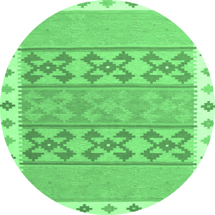 Round Southwestern Emerald Green Country Rug, con1834emgrn