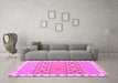 Machine Washable Southwestern Pink Country Rug in a Living Room, wshcon1834pnk