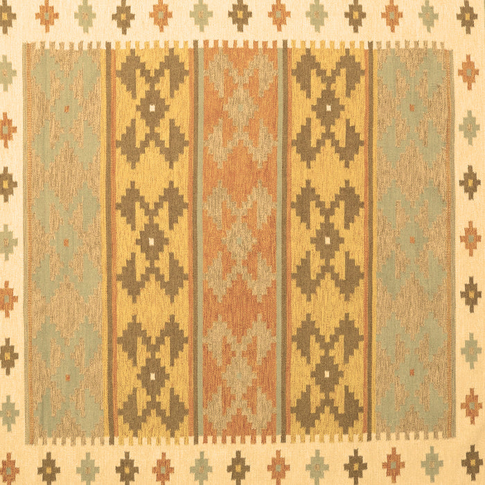 Square Southwestern Brown Country Rug, con1834brn