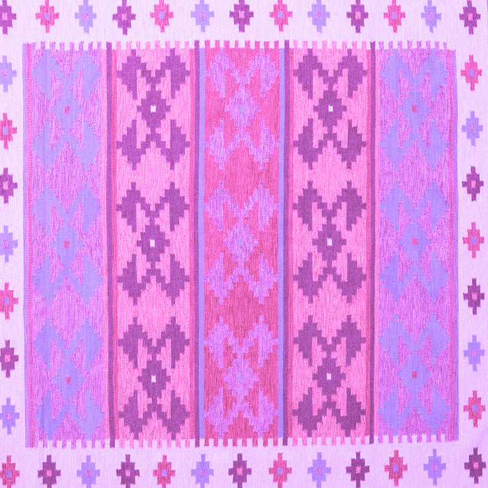 Square Machine Washable Southwestern Purple Country Area Rugs, wshcon1834pur
